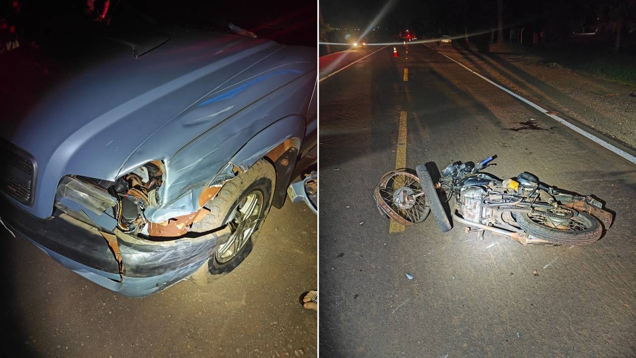 Motociclista fica ferido após colisão frontal na PR-488, no trecho que liga Céu Azul a Santa Helena