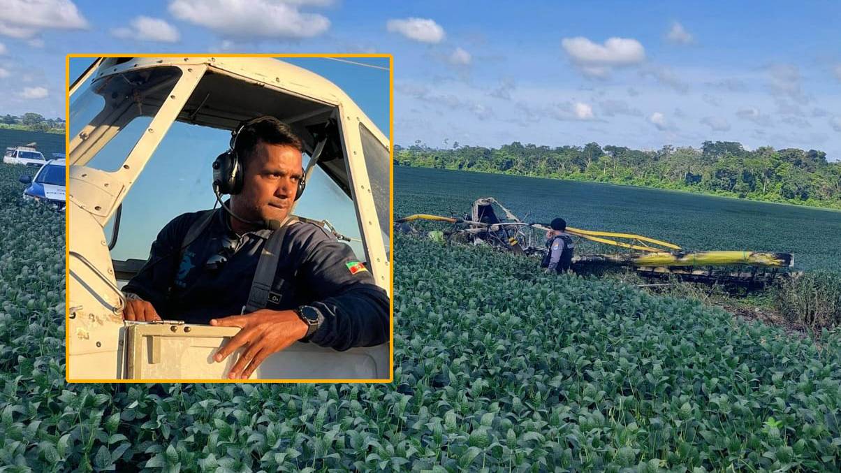 Piloto morre em queda de avião agrícola em seu primeiro dia de trabalho em Nova Monte Verde