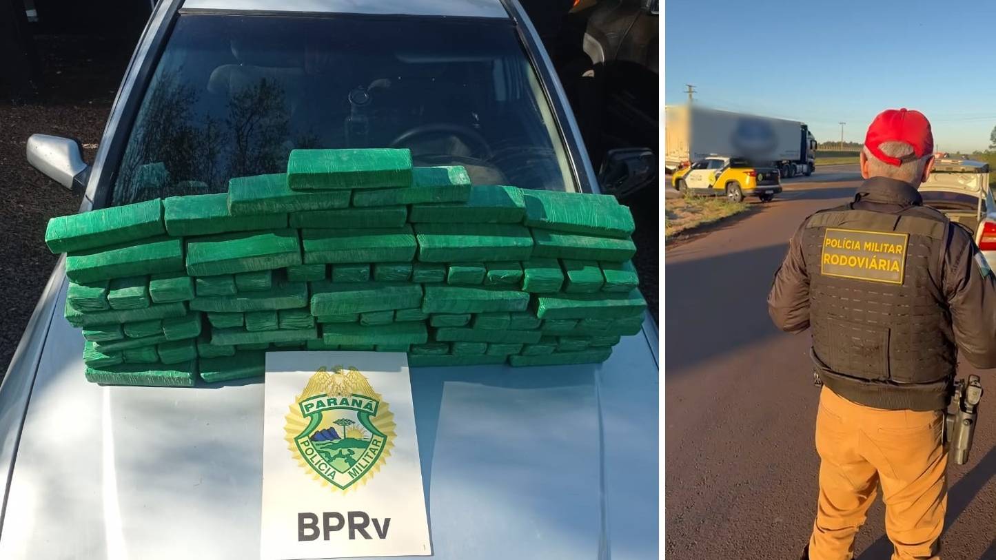 Dupla é presa em flagrante transportando 54kg de maconha na PR-586 em Santa Tereza do Oeste