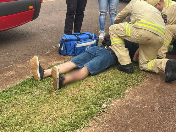 Motociclista de 60 anos fica ferido em colisão no Bairro Morumbi em Cascavel