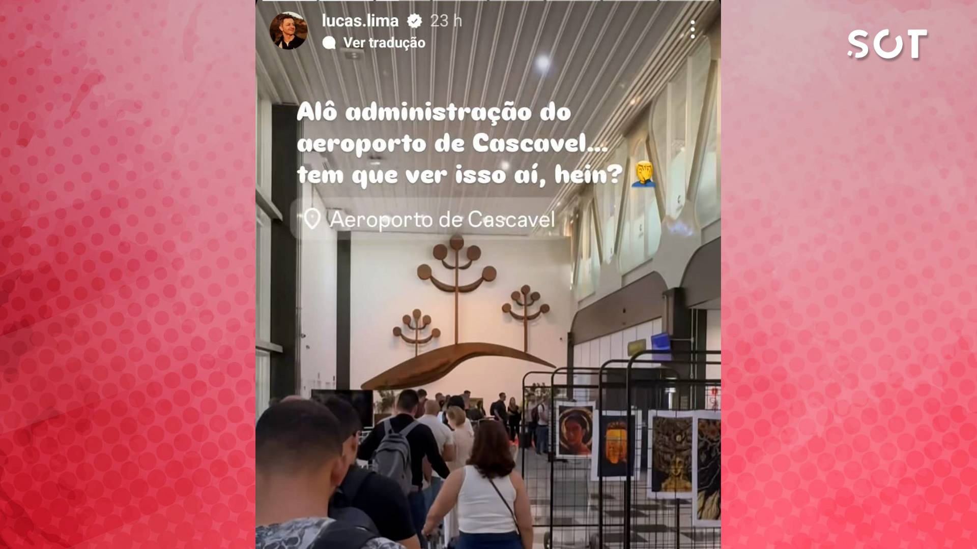 Lucas Lima critica publicamente desorganização do Aeroporto de Cascavel