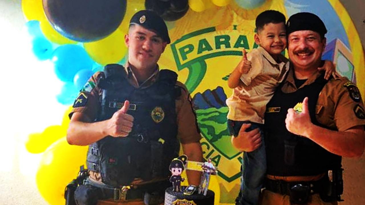 Menino de 5 anos comemora aniversário com tema PMPR em Palotina