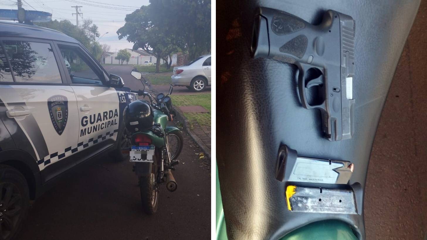 Guarda Municipal prende homem com moto furtada e arma de fogo em Cascavel