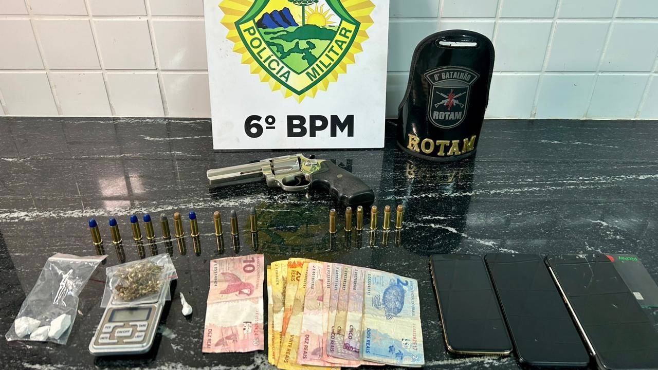 PM detém suspeitos por tráfico de drogas e posse ilegal de arma de fogo no Cascavel Velho