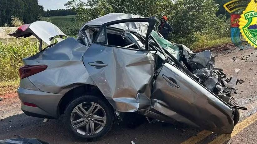 Motorista morre em colisão frontal com caminhão na PR-090 em Alvorada do Sul