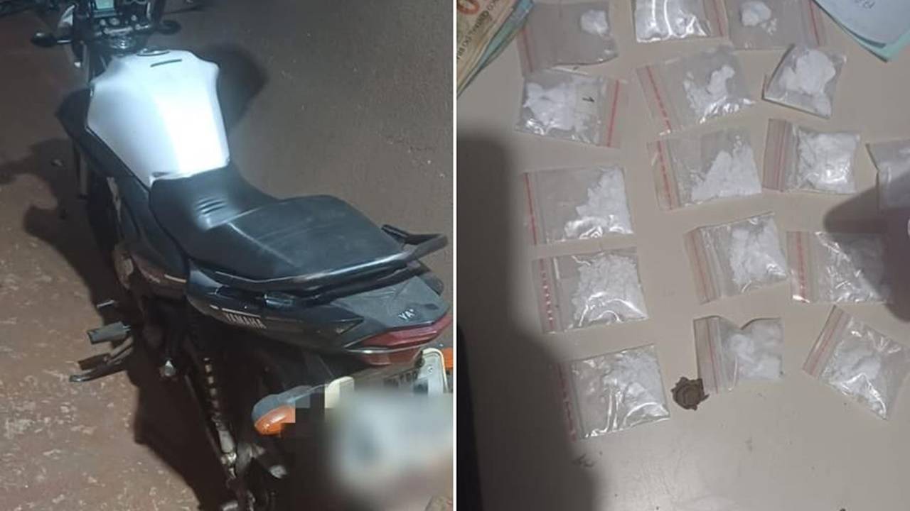 Motociclista suspeito de roubo é detido com cocaína e dinheiro pela GM de Foz do Iguaçu