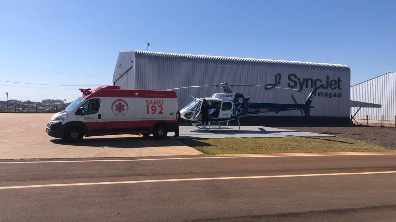 Aeromédico transporta paciente de Cascavel vítima de queimadura a Londrina
