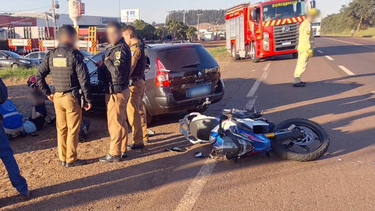 Motociclista fica em estado grave após colisão lateral na BR-369 em Cascavel