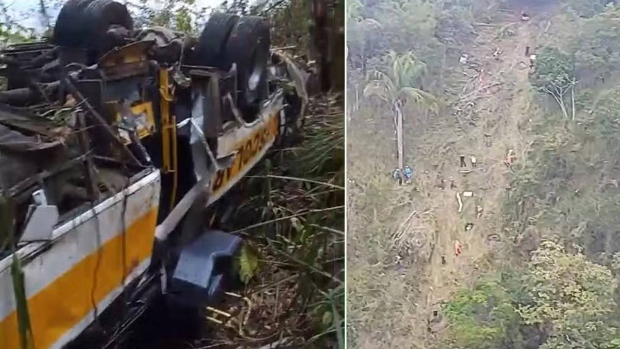 Ônibus com 48 pessoas despenca em ribanceira e deixa 18 mortos e dezenas de feridos