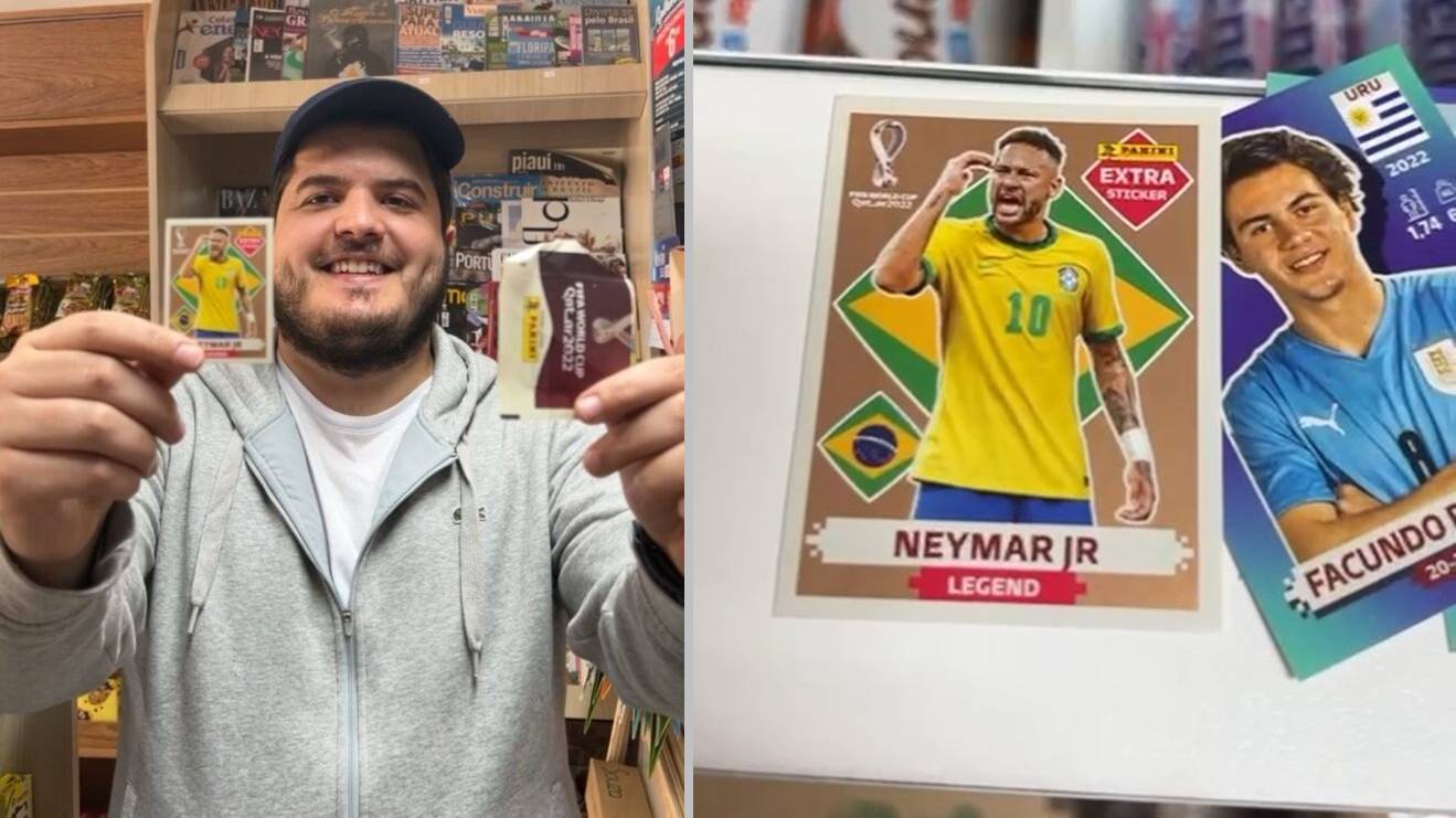 Sorte em dobro: casal encontra duas figurinhas raras do Neymar do