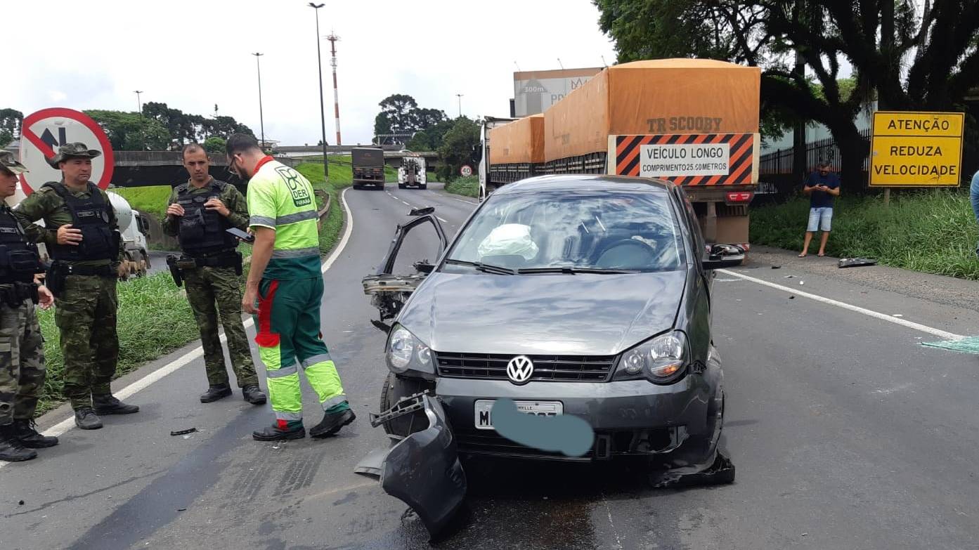 Acidente grave na BR-376 deixa dois feridos em Ponta Grossa