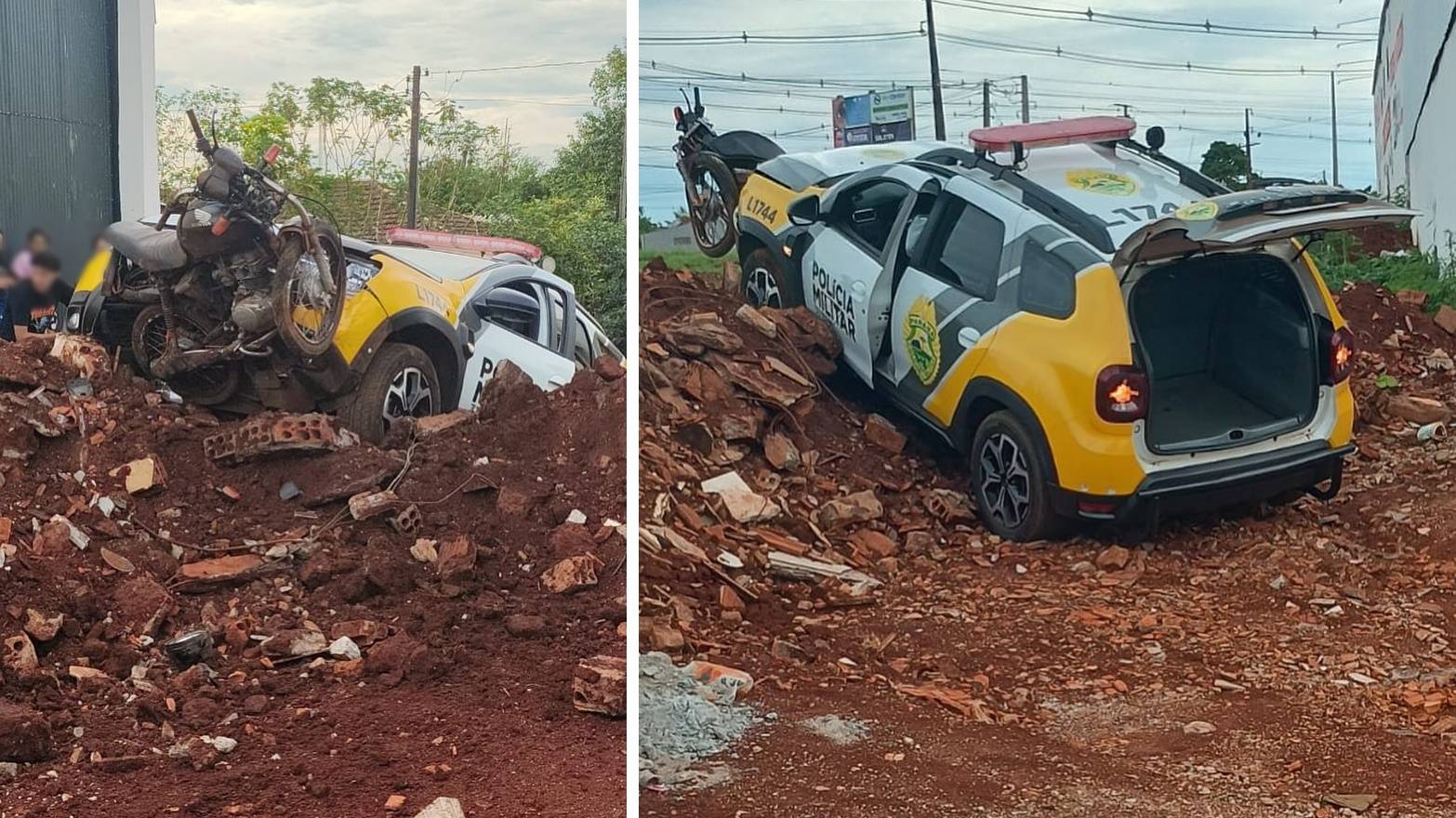 Motociclista causa acidente em fuga após roubos e é preso pela PM em Assis Chateaubriand