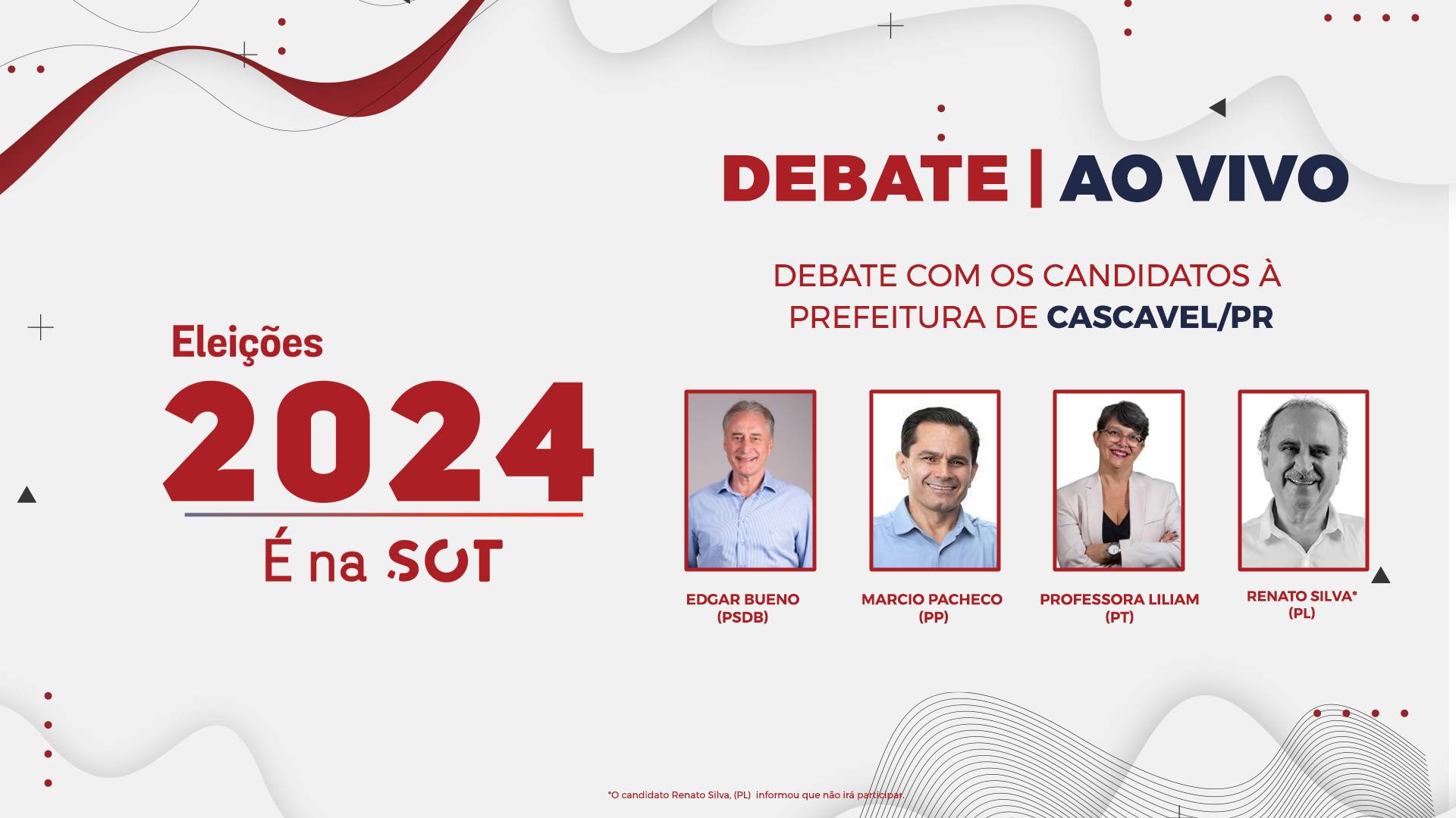 Portal SOT promove Debate entre os candidatos à Prefeitura de Cascavel no próximo dia 3/10