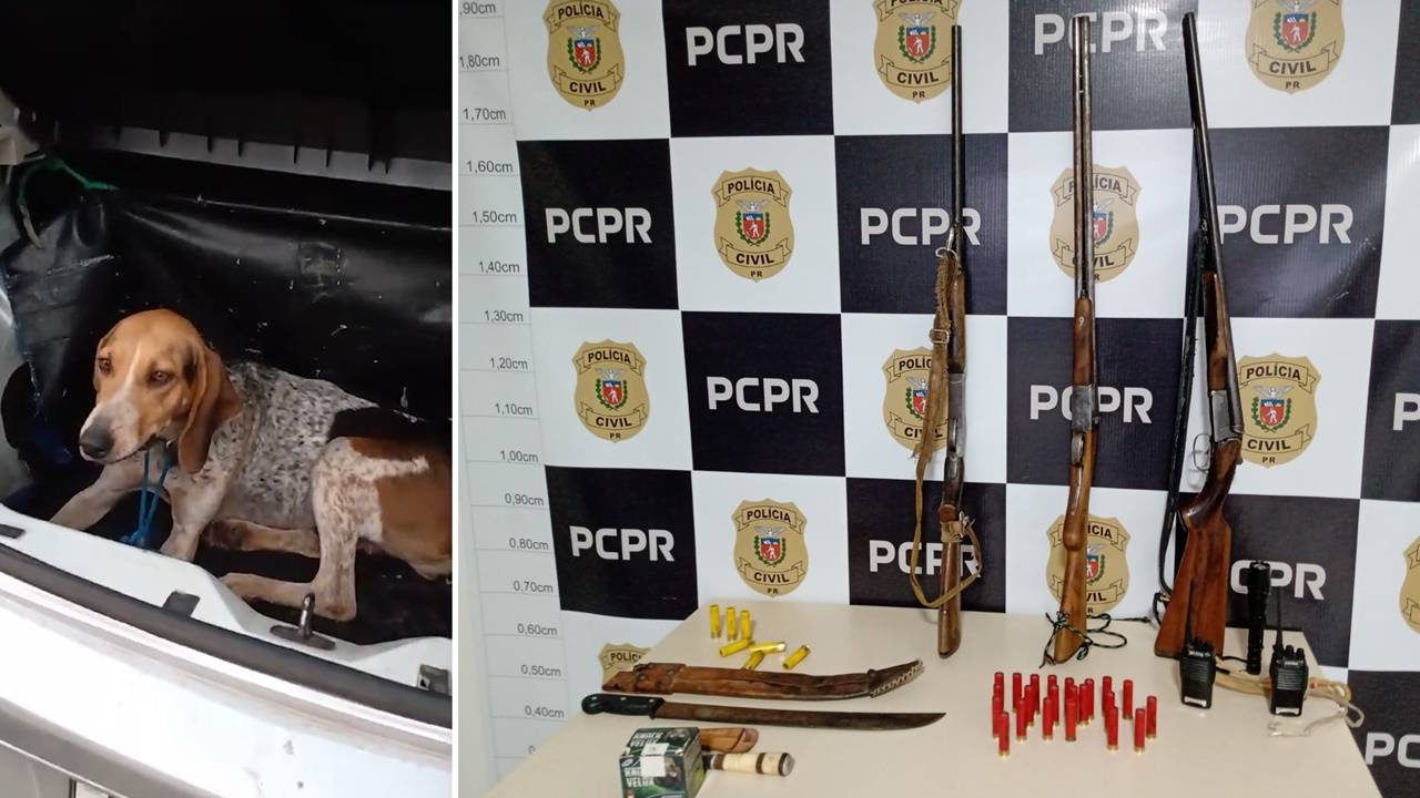 Caçadores presos em flagrante por maus-tratos a animais e porte ilegal de armas no Paraná